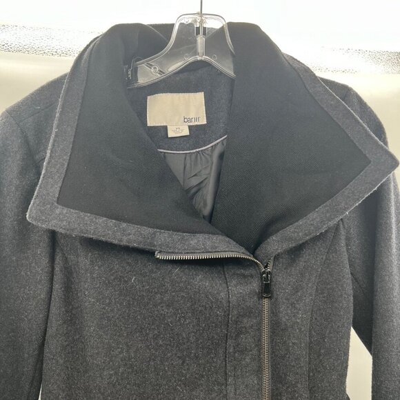 Bar III Women's Zip Up Peacoat Wool Blend Gray/Black Size XS Pockets - Picture 5 of 9